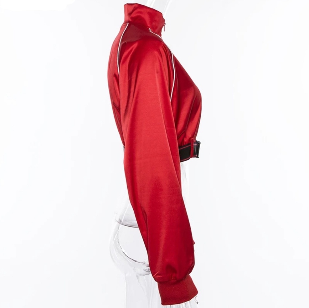 1 LEFT HP - Satin Reflective Cropped Bomber Jacket - Picture 4 of 8